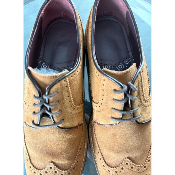Ted Baker Men's Wingtip Oxfords Dress Shoes Size 11 Suede Tan - Picture 11 of 11